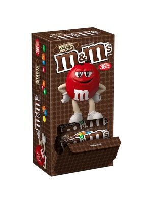 M&M-S Milk Chocolate Single Size Box - 1.69 Oz - 36 Count ( Expiration 07/2023)